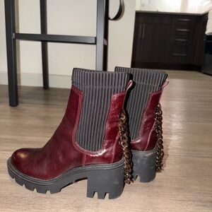 Also Burgundy Leather Ankle Boots